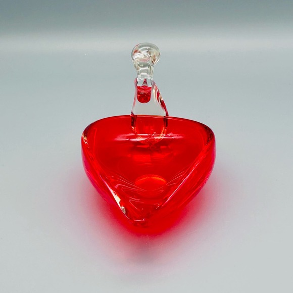 MCM Amberina Hand Blown Art Glass Swan Trinket Dish - Picture 5 of 8